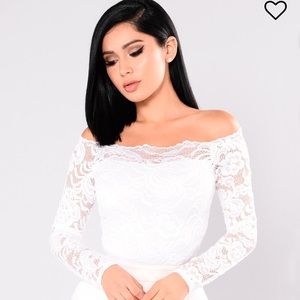 White lace, off the shoulder top